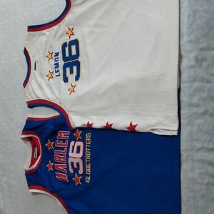 Matching pair Platinum FUBU Harlem Globetrotters Meadowlark Lemon #36  Jersey, L